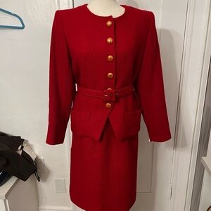 Vintage Yves Saint Laurent red tweed suit sz 38